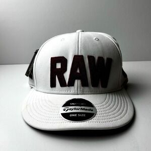 TaylorMade RAW Tour White w/Red‎ Golf Hat Snapback Cap New Nwt